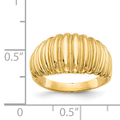14k High Polished Ribbed Dome Ring