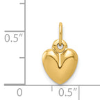 14K Gold Polished 3D Puffed Heart Charm  Elegant Hollow Design