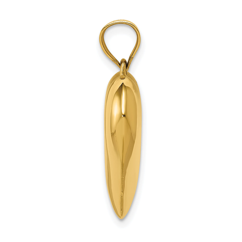 14K Gold 3D Puffed Heart Pendant with Polished Finish Elegant Design