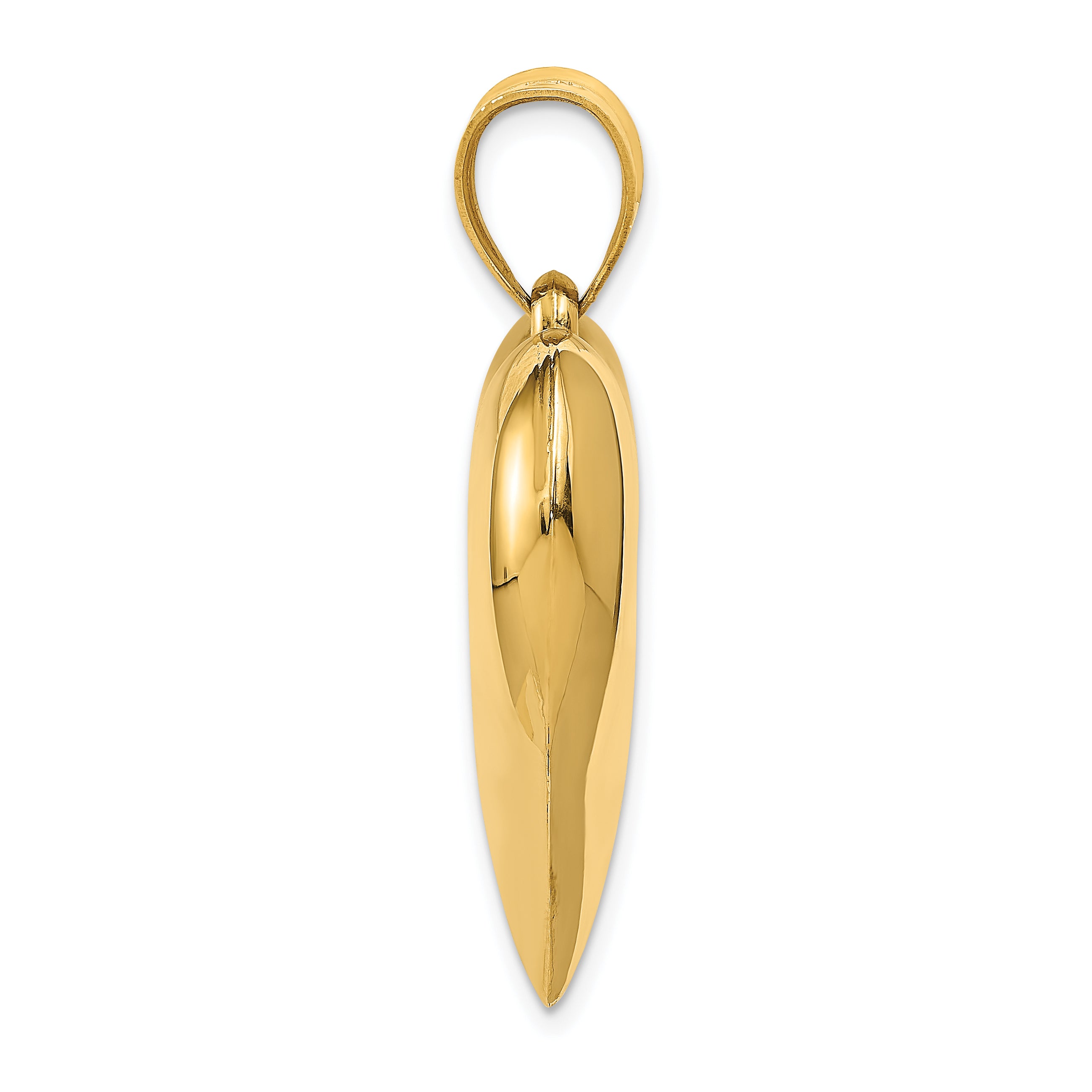 14K Gold 3D Polished Puffed Heart Pendant  Elegant Hollow Design
