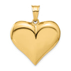 14K Gold 3D Polished Puffed Heart Pendant  Elegant Hollow Design