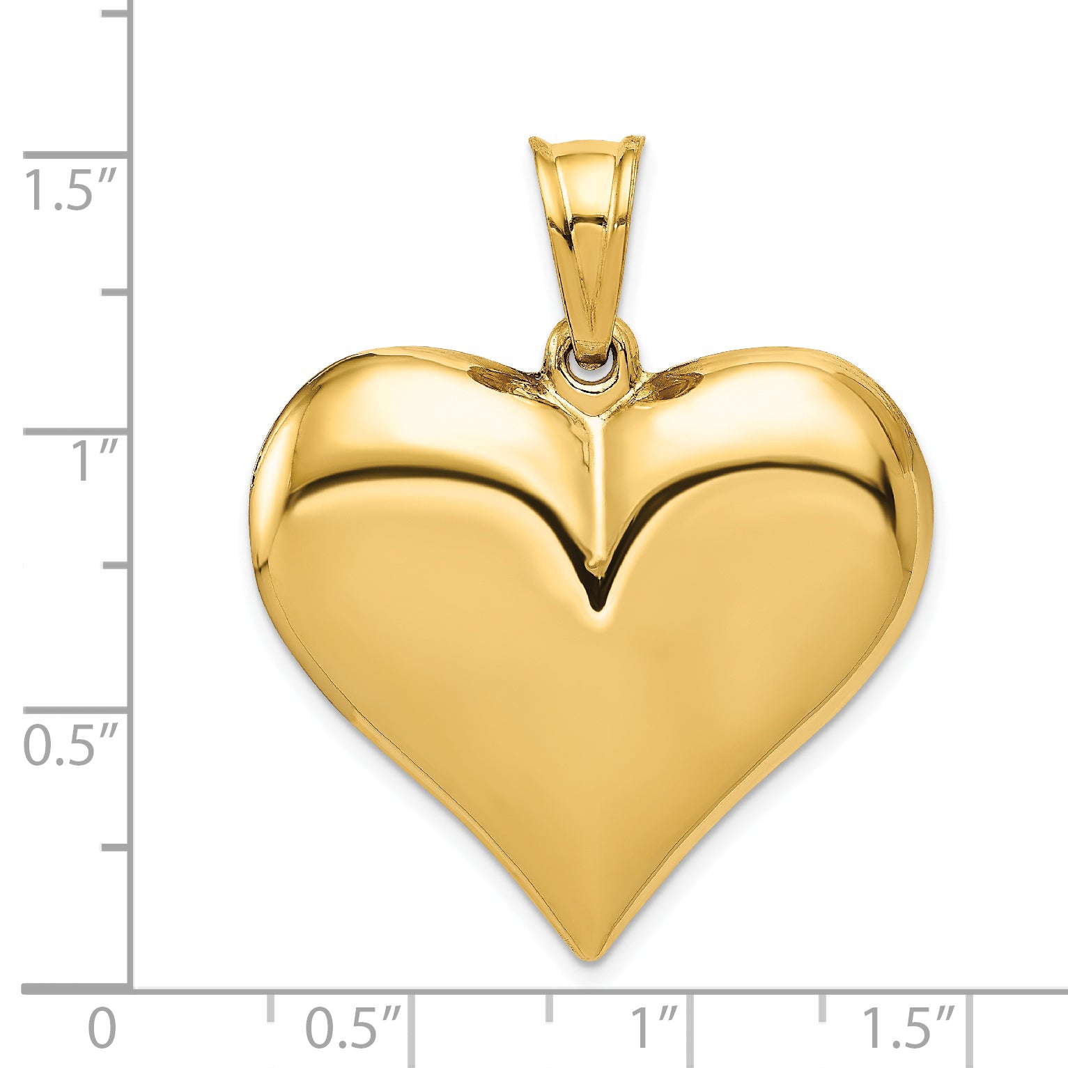 14K Gold 3D Polished Puffed Heart Pendant  Elegant Hollow Design