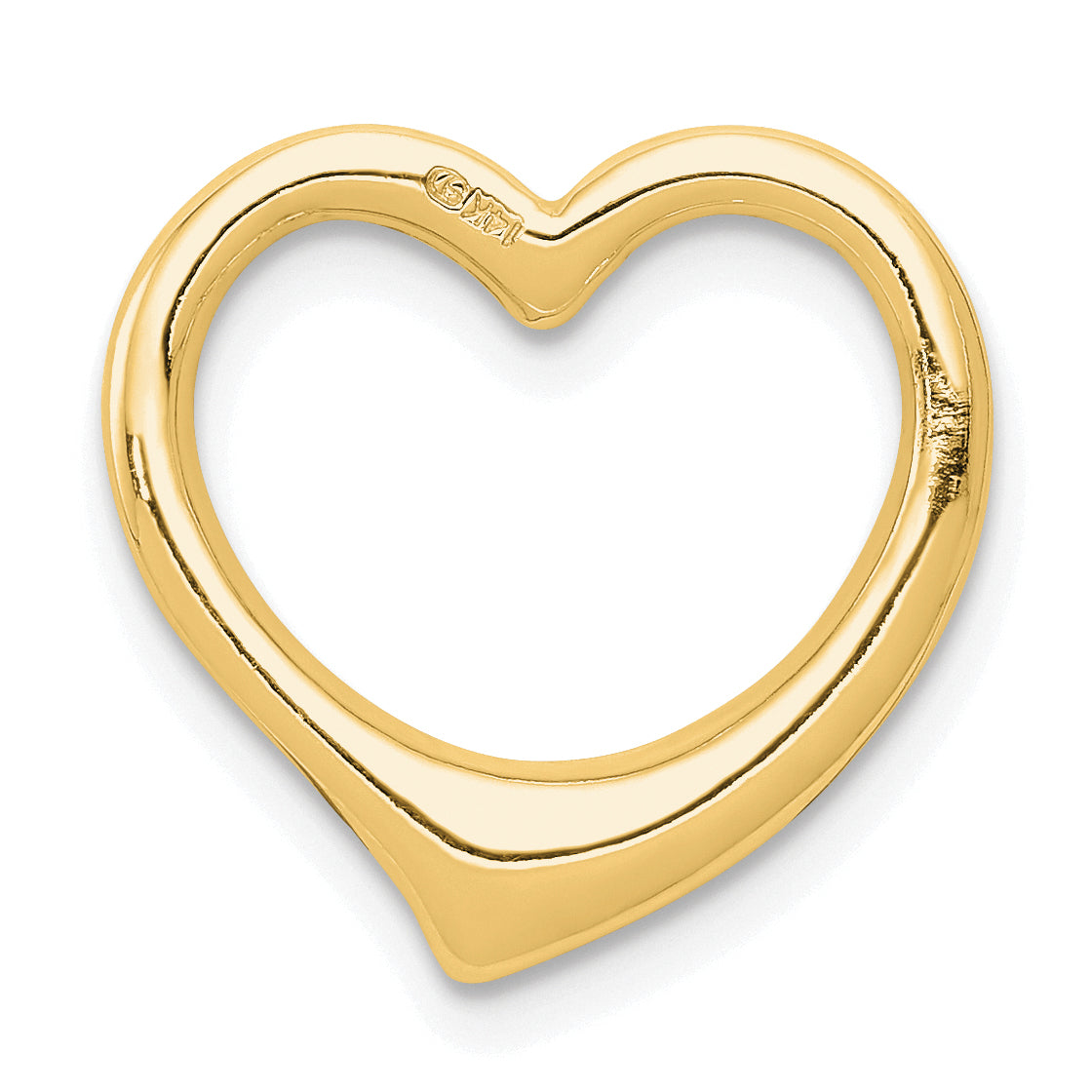 14K Gold Polished Heart Chain Slide Pendant with 3D Solid Design