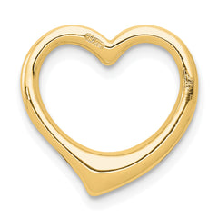 14K Gold Polished Heart Chain Slide Pendant with 3D Solid Design