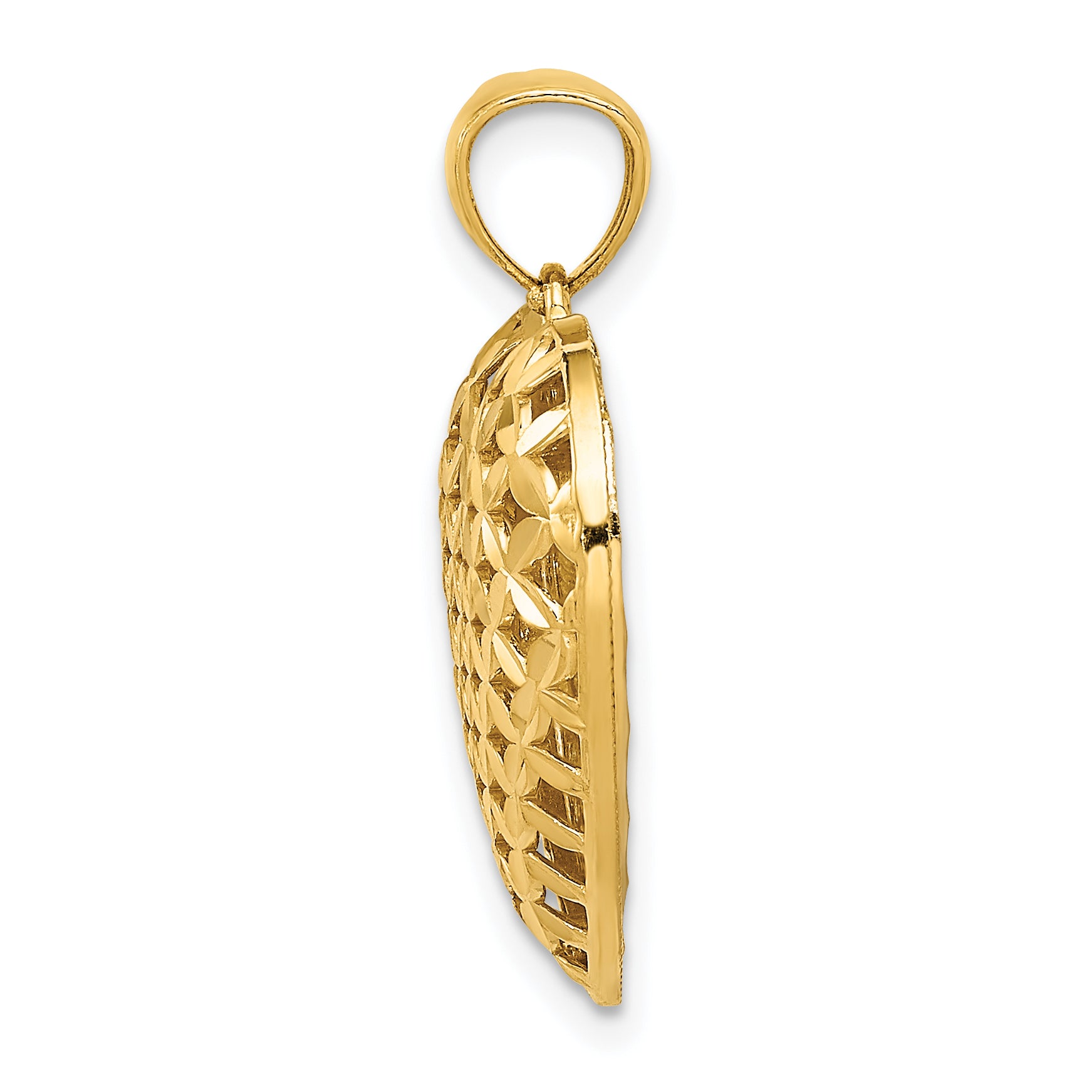 14K Two-Tone Gold Reversible Filigree Heart Pendant with Polished Diamond-Cut Design Secondary image