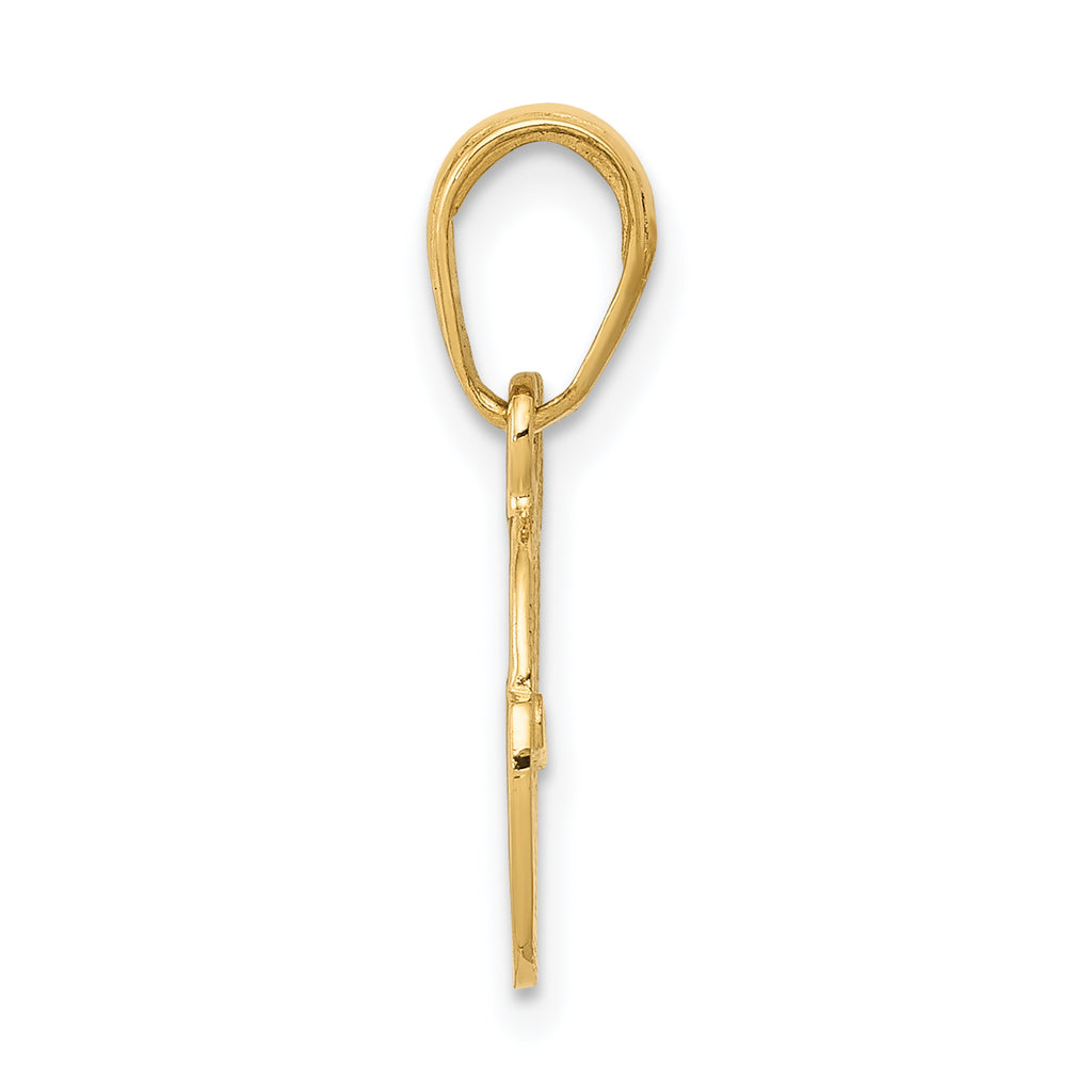 14K Gold Polished Key and Lock Charm with Textured Back Elegant & Solid