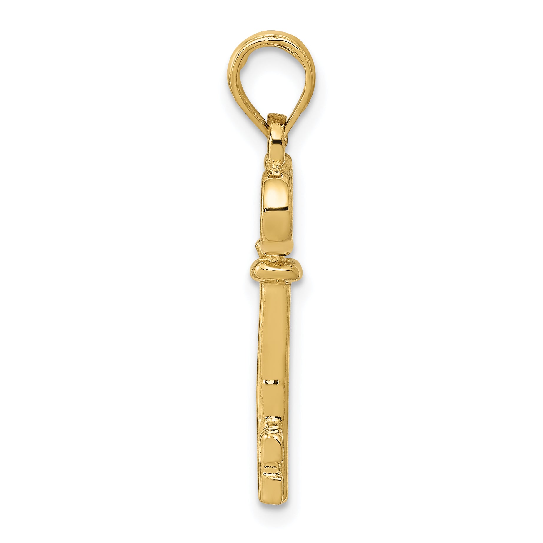 14K Gold Polished 3D Key Charm  Elegant Solid Cast Design