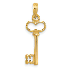 14K Gold Polished 3D Key Charm  Elegant Solid Cast Design
