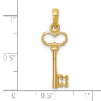 14K Gold Polished 3D Key Charm  Elegant Solid Cast Design