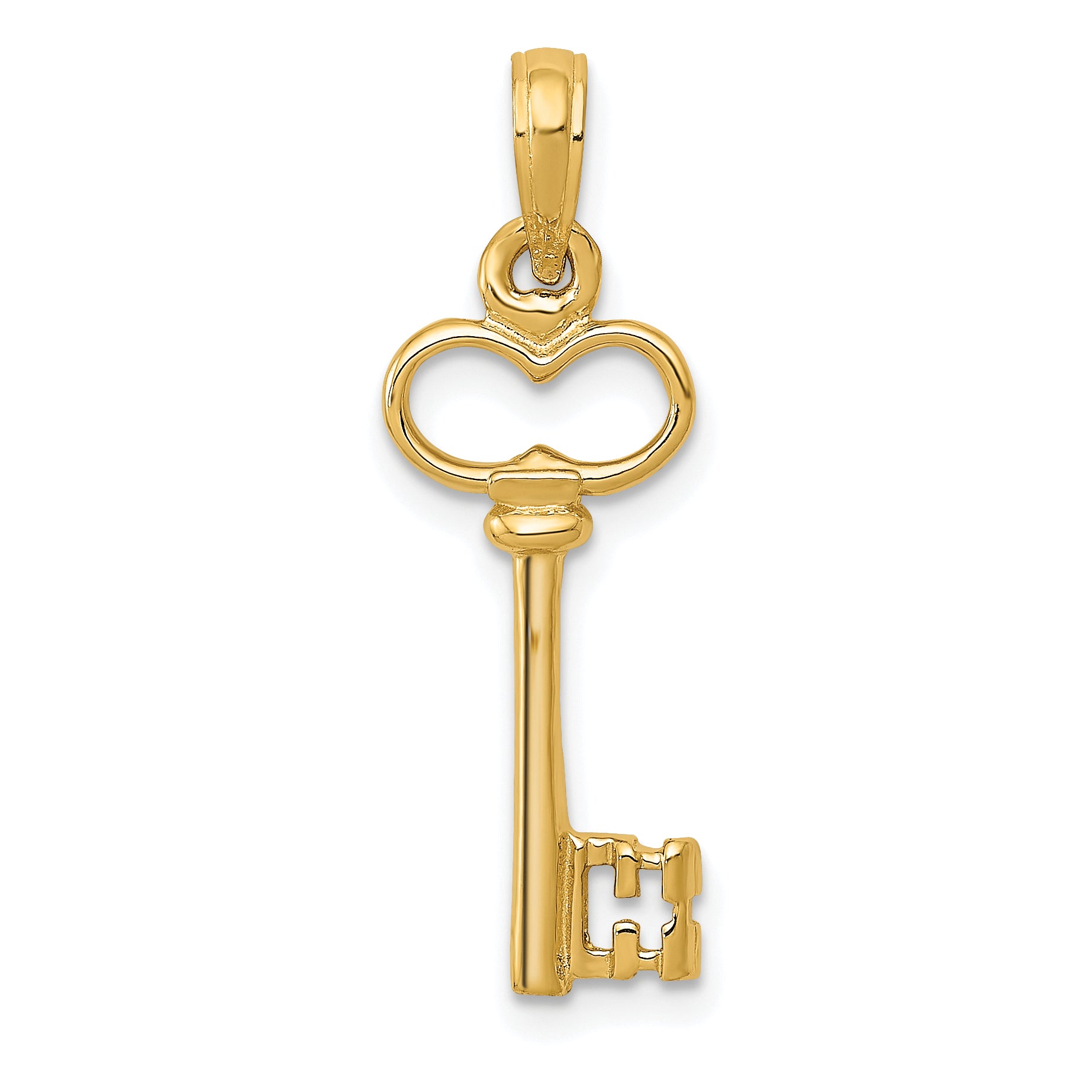 14K Polished 3-D Key Charm