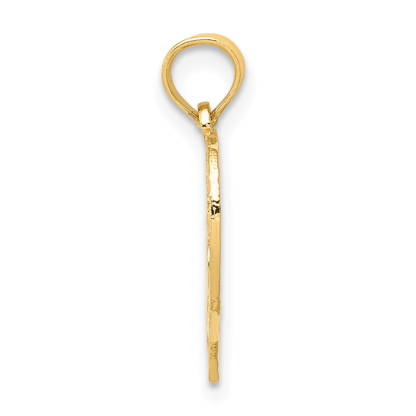 14K Gold Heart Cut-Out Pendant with Polished Textured Finish