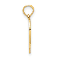 14K Gold Heart Cut-Out Pendant with Polished Textured Finish