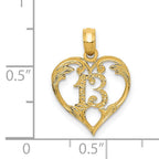 14K Gold Heart Cut-Out Pendant with Polished Textured Finish
