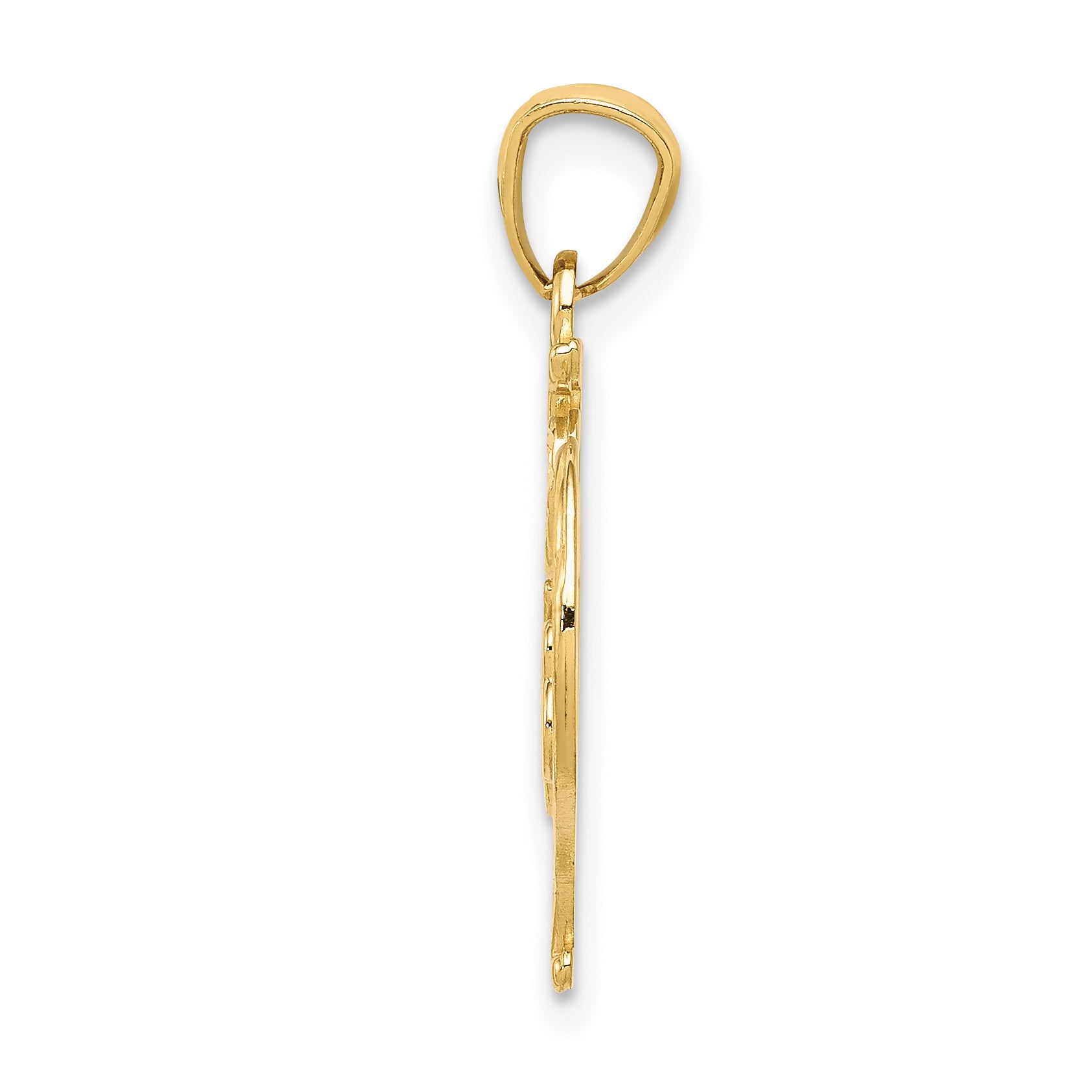 14K Gold Heart Pendant for 15 ANOS with Diamond-Cut Polished Finish
