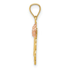 14K Two-Tone Gold MADRE Pendant with Diamond-Cut Polished Finish