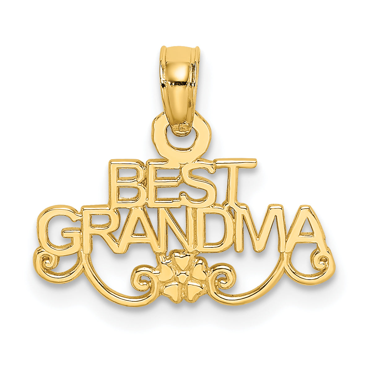 14k BEST GRANDMA with Flower Charm