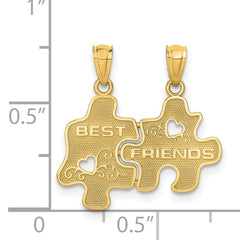14K Gold Best Friends Puzzle Piece Pendant Set  Polished, Break-Apart Design
