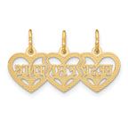 14K Gold Triple Heart BEST FRIENDS Diamond-Cut Break-Apart Pendant