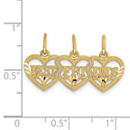 14K Gold Triple Heart BEST FRIENDS Diamond-Cut Break-Apart Pendant