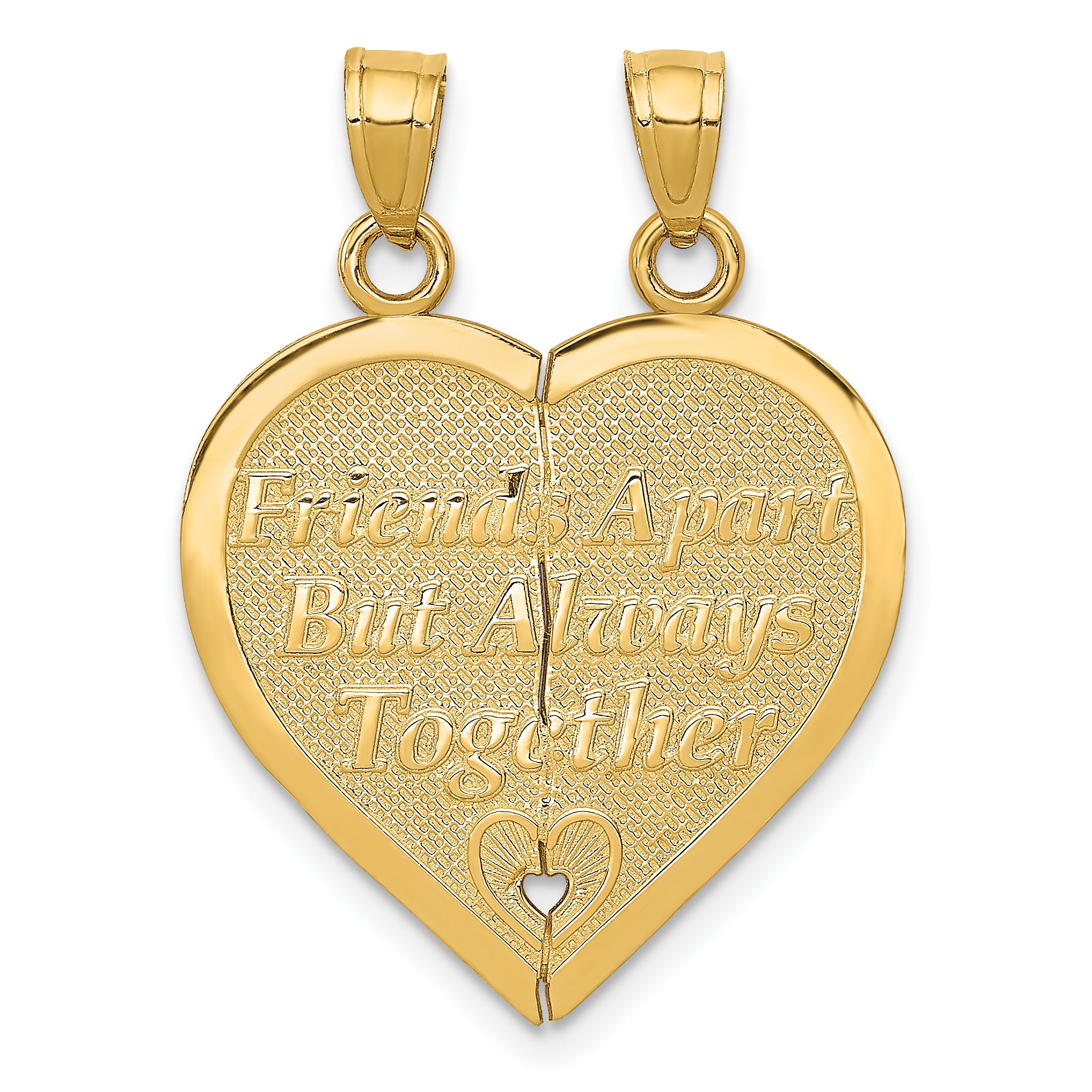 14K Yellow Gold Reversible Break-Apart Forever Heart Pendant  Polished & Brushed Finish