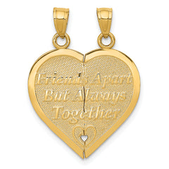 14K Yellow Gold Reversible Break-Apart Forever Heart Pendant  Polished & Brushed Finish