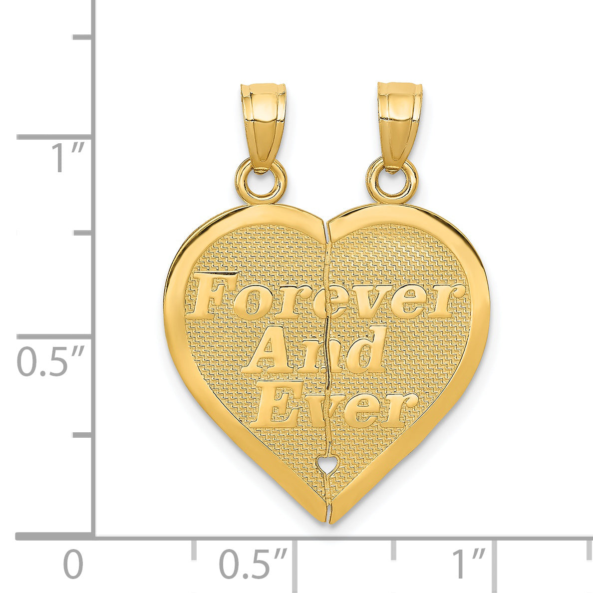 14K Yellow Gold Reversible Break-Apart Forever Heart Pendant  Polished & Brushed Finish
