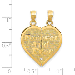 14K Yellow Gold Reversible Break-Apart Forever Heart Pendant  Polished & Brushed Finish