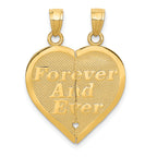 14k Reversible FOREVER AND EVER Break-apart Heart Pendant