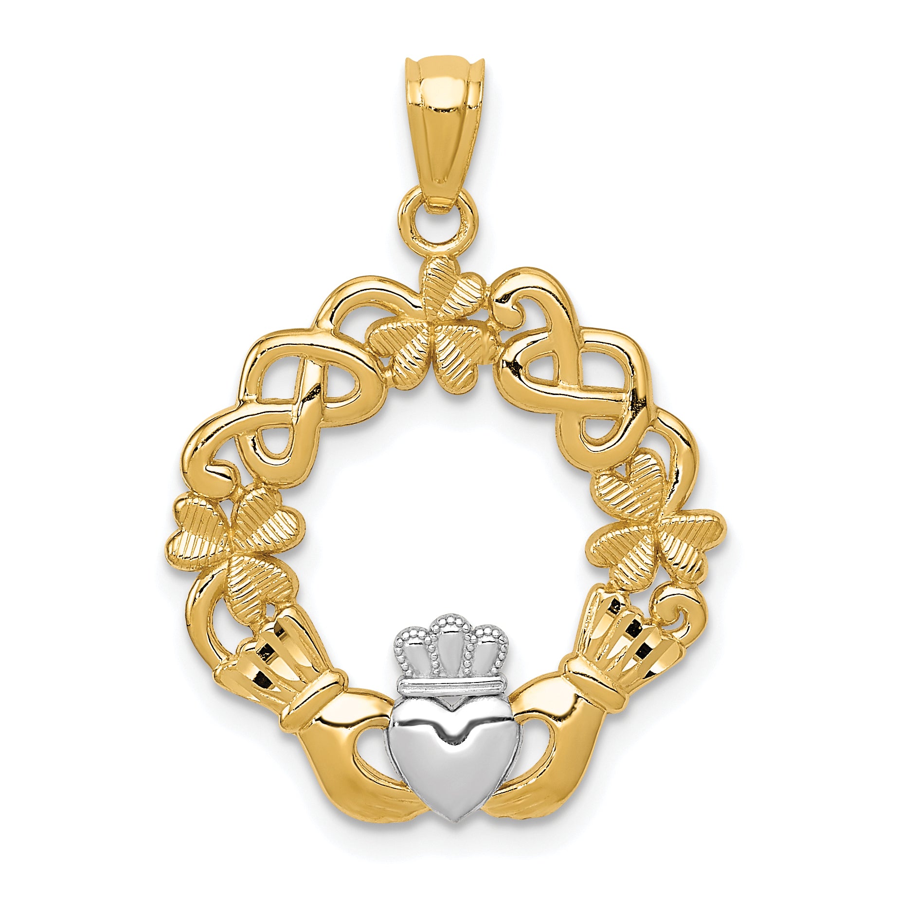 14k Rhodium Claddagh Pendant Main image