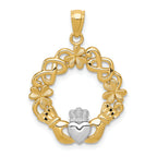 14k Rhodium Claddagh Pendant