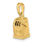 14K Gold 3D Moveable Slot Machine Pendant with Polished Finish