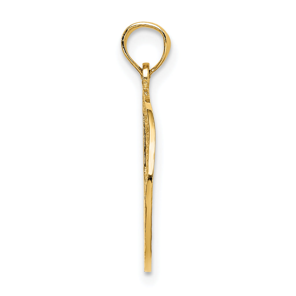 14K Gold Textured Peace Sign Pendant for Men with Hammered Finish