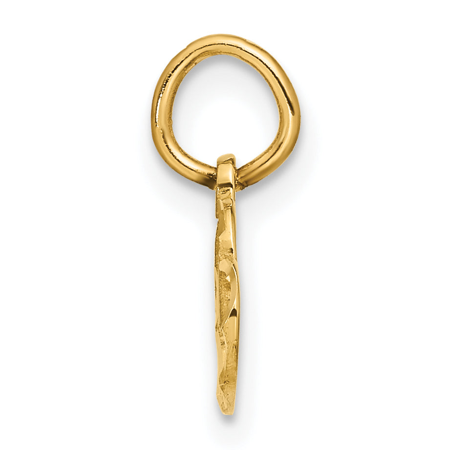 14K Gold Satin and Diamond-Cut Heart Charm for Women  Polished Solid