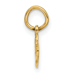 14K Gold Satin and Diamond-Cut Heart Charm for Women  Polished Solid