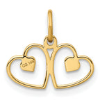 14K Gold Satin and Diamond-Cut Heart Charm for Women  Polished Solid