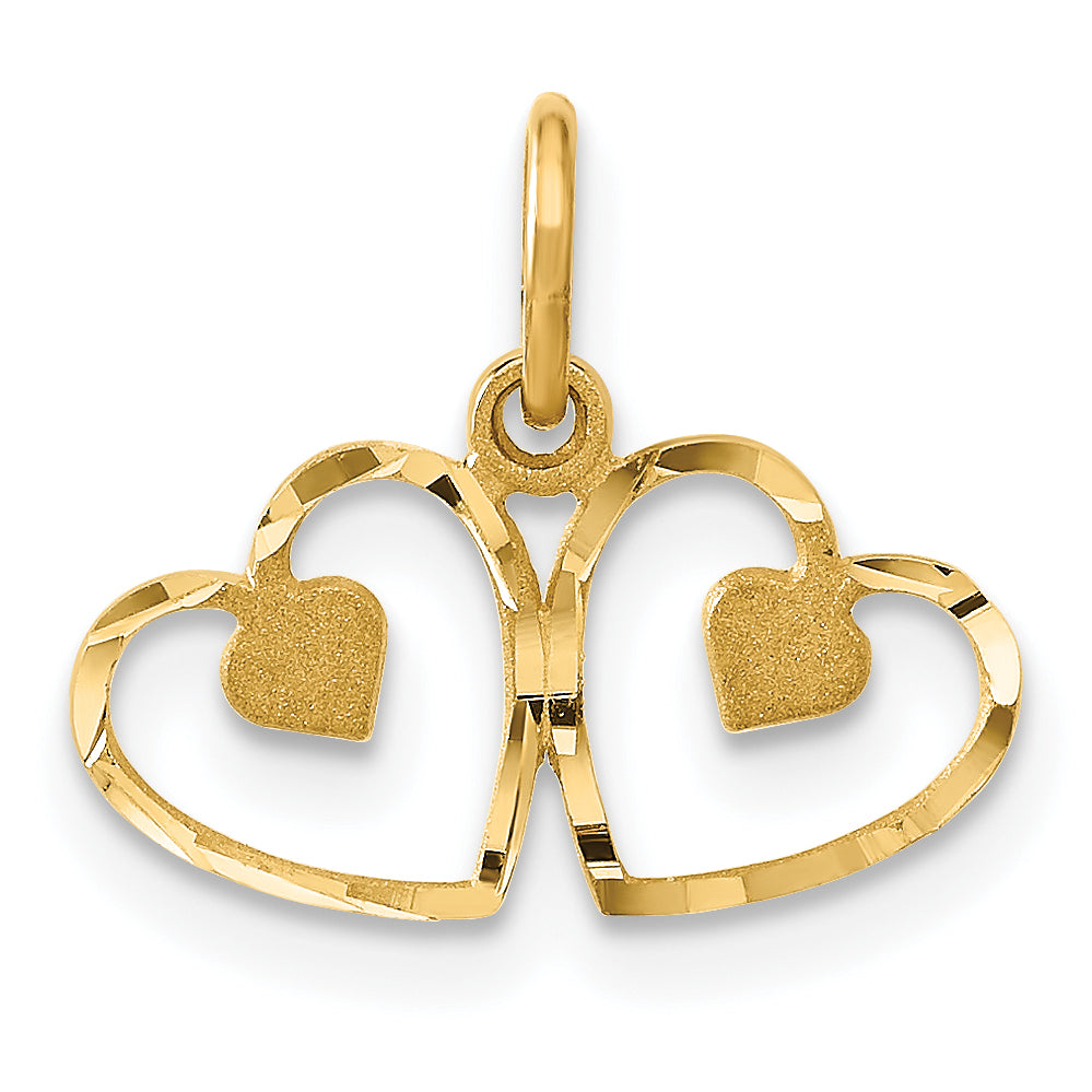 14k Satin And Diamond-cut Heart Charm Main image