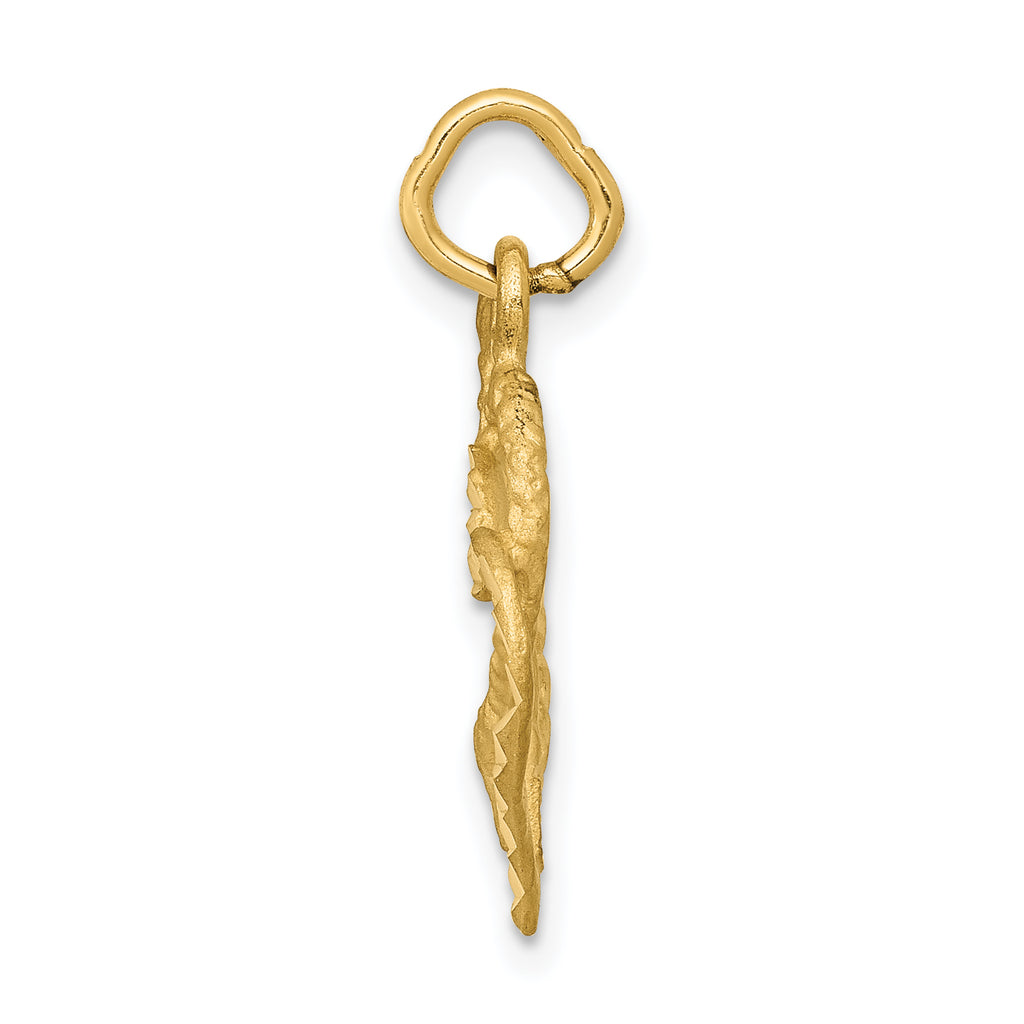 14K Gold Double Heart Pendant with Polished and Textured Design
