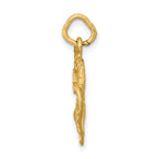 14K Gold Double Heart Pendant with Polished and Textured Design