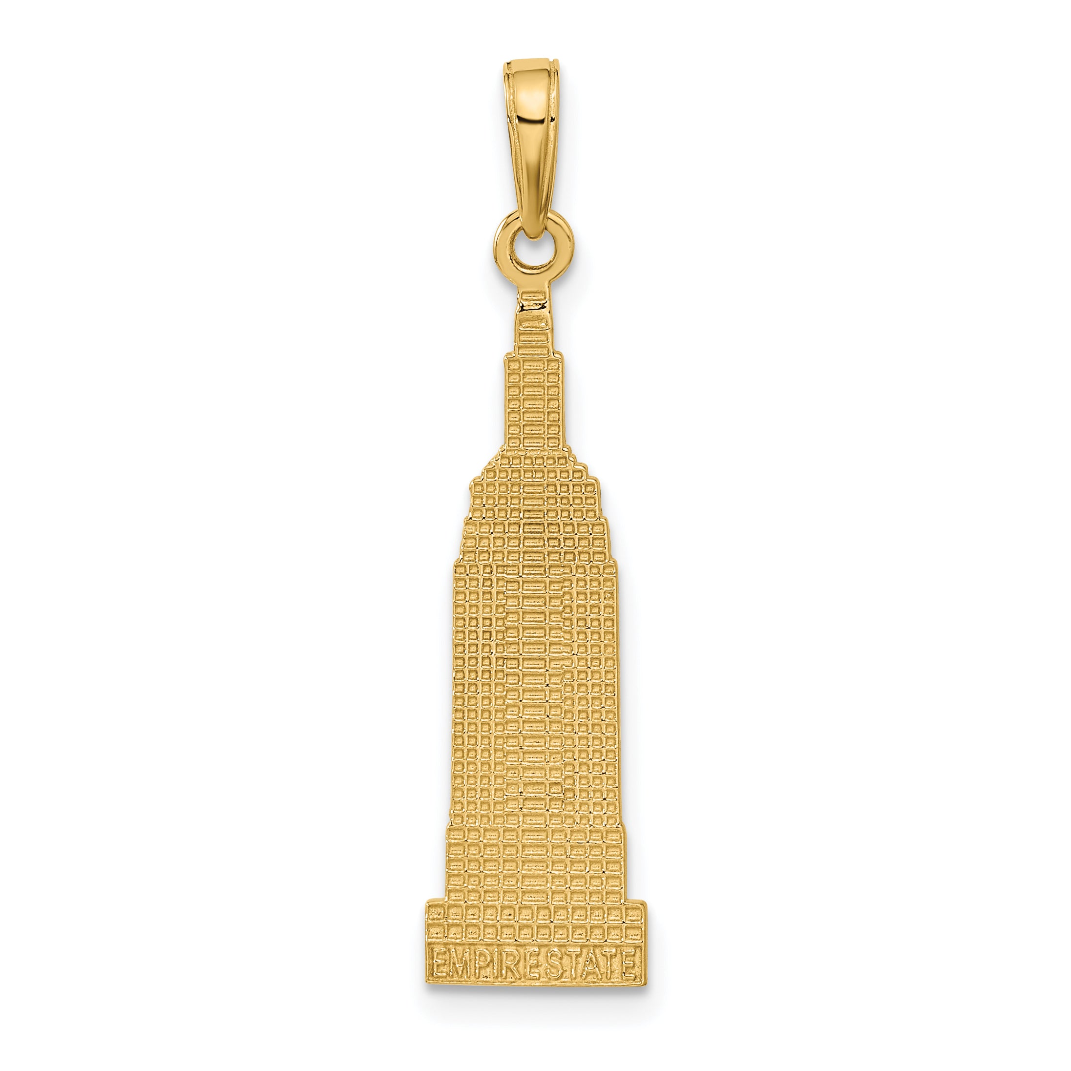 14K Gold Empire State Building Pendant with Polished Textured Finish