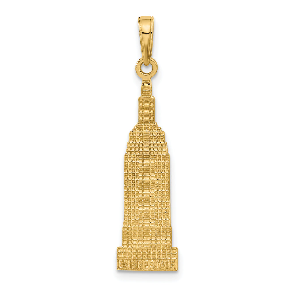 14K Gold Empire State Building Pendant with Polished Textured Finish