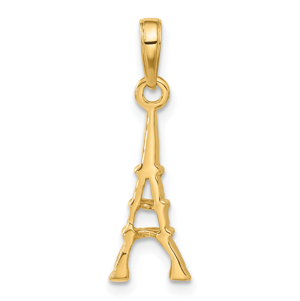 14K Gold Eiffel Tower Pendant  Solid Cast, Elegant Design, Gift-Ready