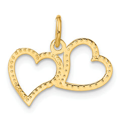 14K Gold Polished Double Heart Pendant with Textured Back  Elegant Gift Ready