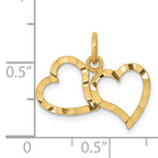 14K Gold Polished Double Heart Pendant with Textured Back  Elegant Gift Ready