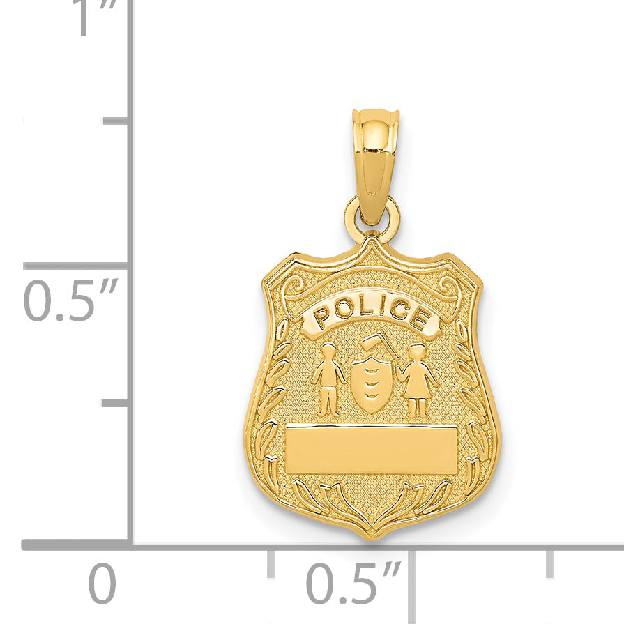 14K Gold Police Badge Pendant with Polished Finish, Engravable