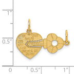 14K Gold Heart and Key Break Apart Charm with Polished Finish