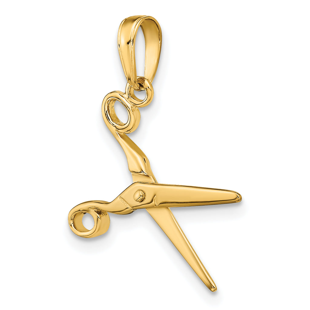 14K Gold 3D Moveable Scissors Pendant with Polished Finish Sophia Jewelers