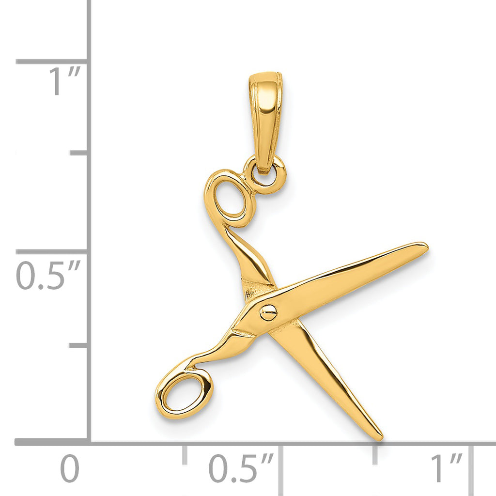 14K Gold 3D Moveable Scissors Pendant with Polished Finish Sophia Jewelers