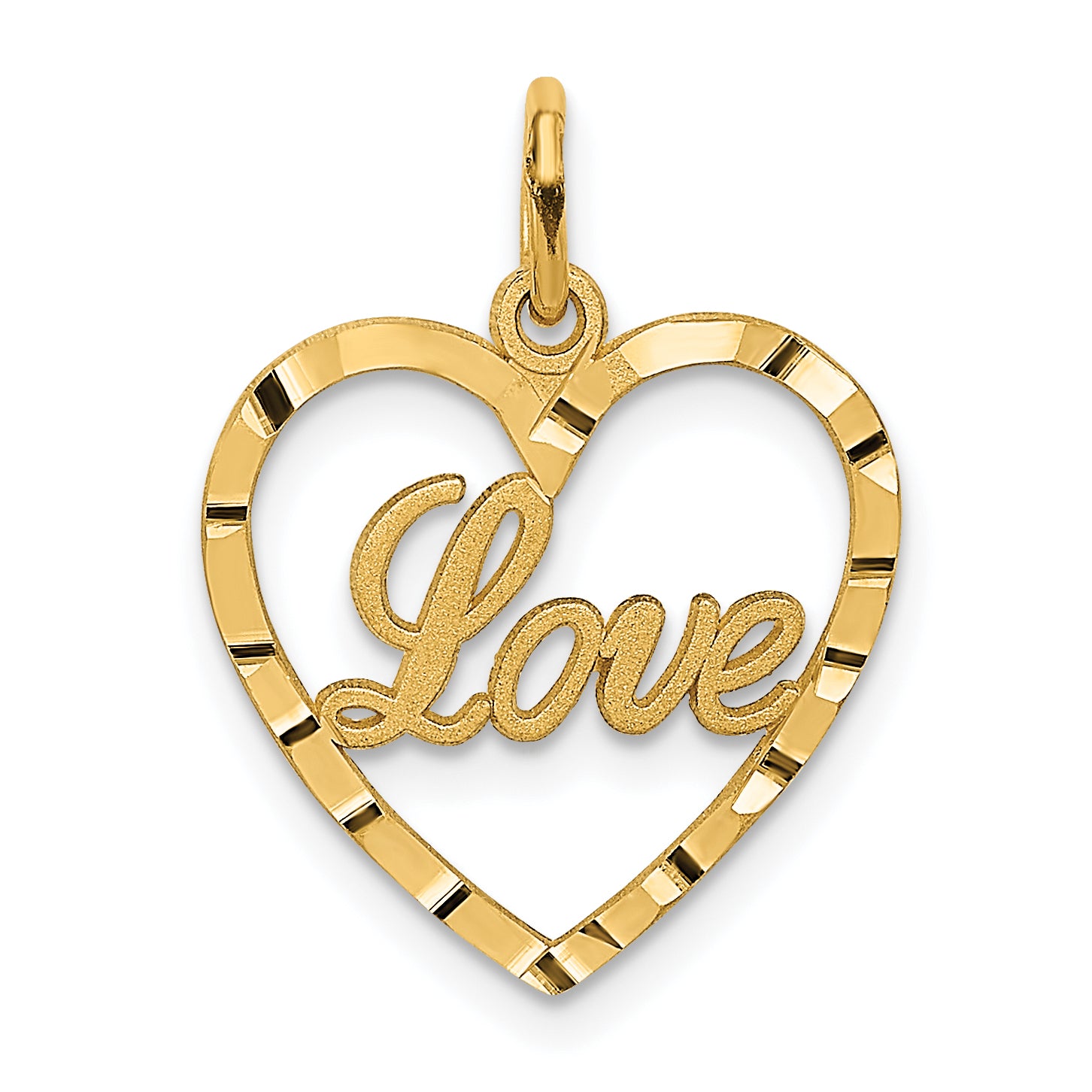14k LOVE Diamond-cut Heart Pendant Main image