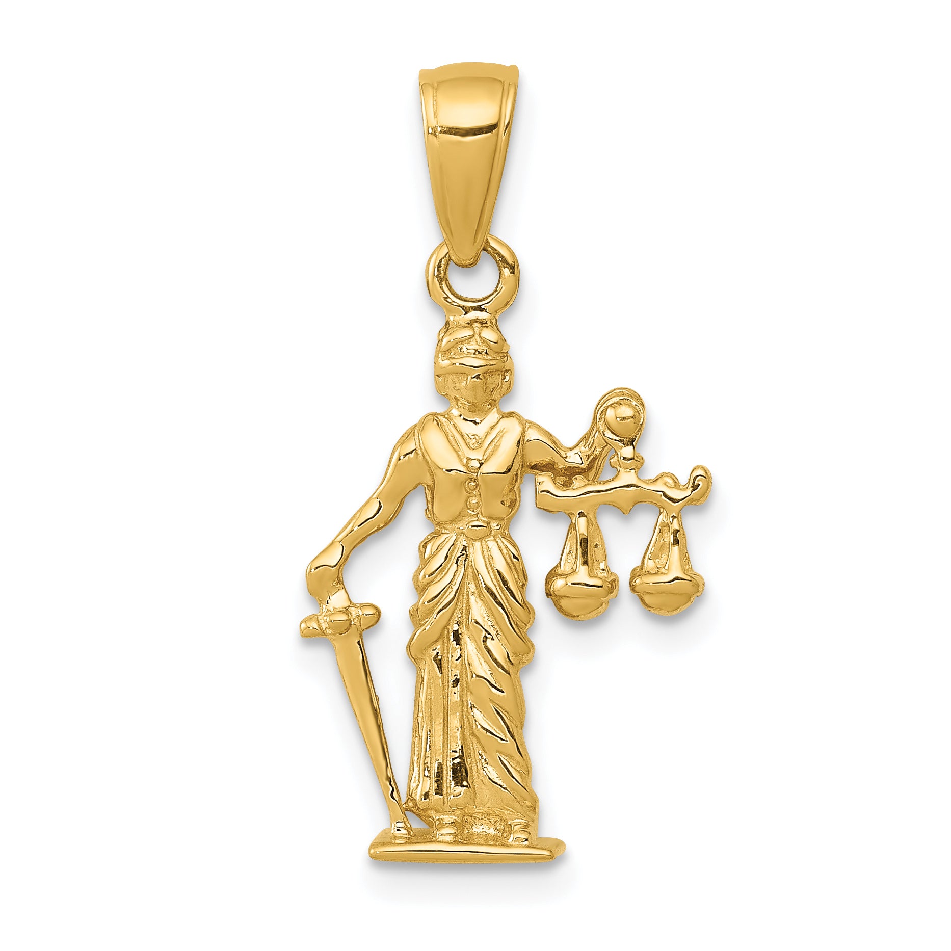 14k 3-D Lady of Justice w/Moveable Scales Pendant Main image