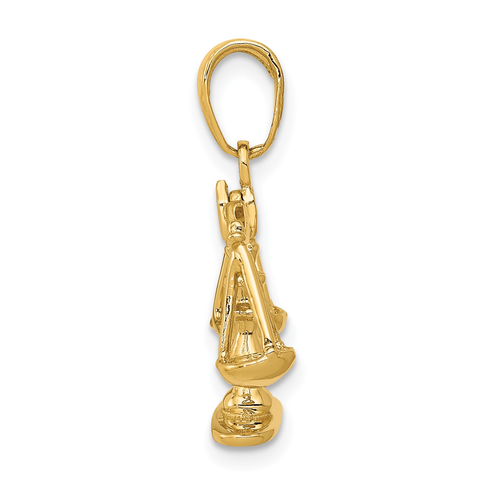 14K Gold 3D Moveable Scales of Justice Pendant Polished Finish Secondary image